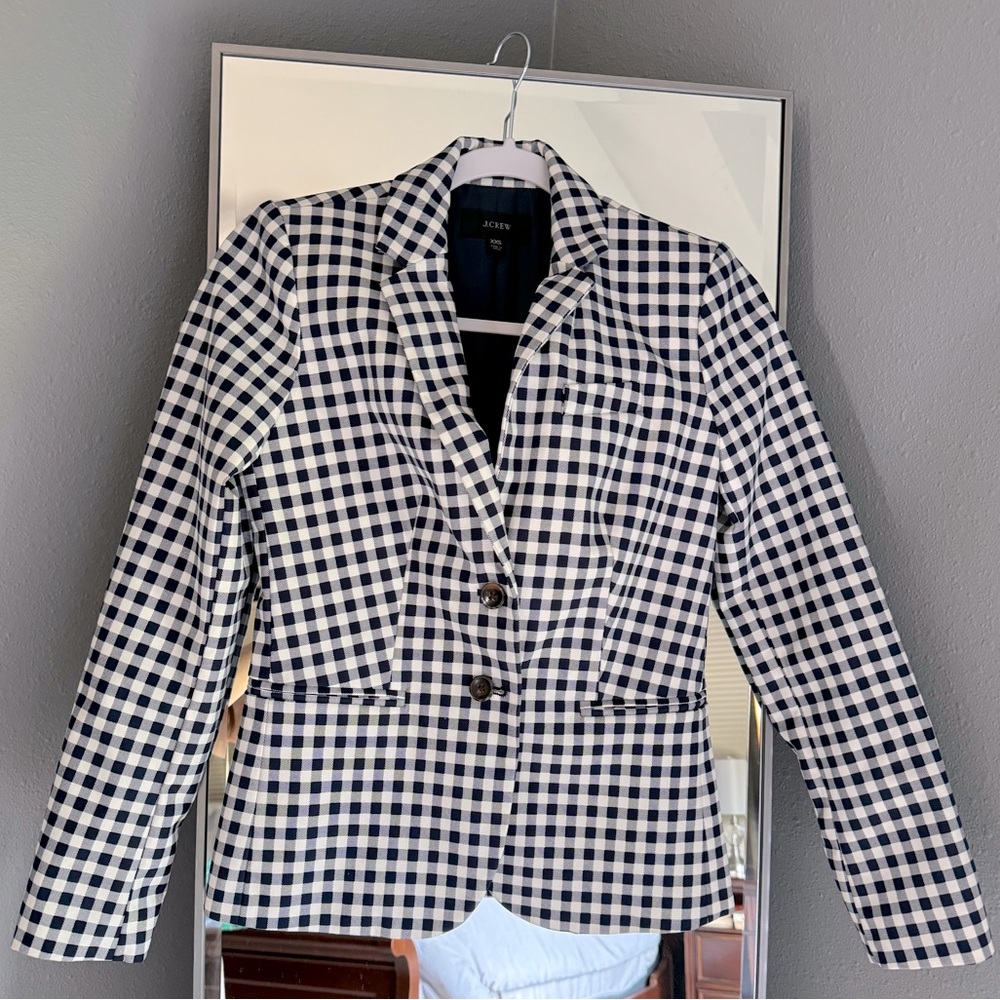 J.Crew Navy Gingham Checkered Blazer